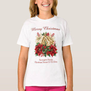 Weihnachtsglocken Poinsettien Stechpalme passende T-Shirt