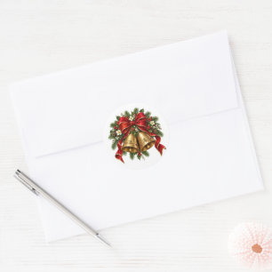 Weihnachtsglocken-Rundaufkleber Runder Aufkleber