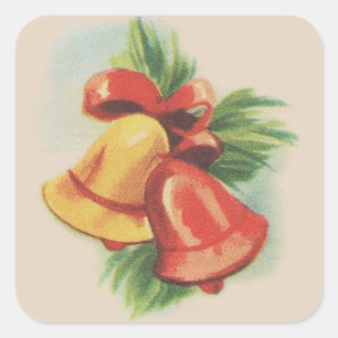 Weihnachtsglocken-Sticker der 40er Jahre Quadratischer Aufkleber