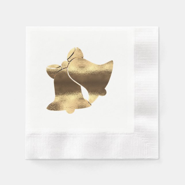 Weihnachtsglocken Weiß und Gold Festival Elegante Serviette (Vorderseite)