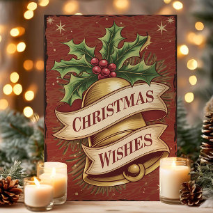 Weihnachtsglocken-Wünsche im Vintage-Stil Feiertagskarte