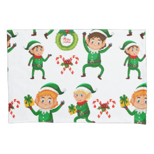 Weihnachtsglückliches Elf-Muster Kissenbezug