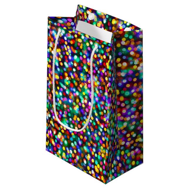 Weihnachtsglühende Lichter Kleine Geschenktüte (Vorderseite Schrägansicht)