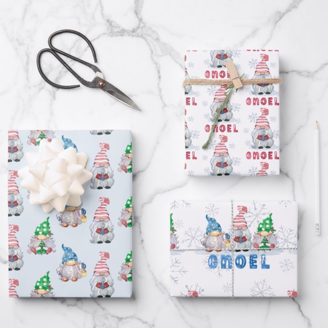 Weihnachtsgnoel Winter Snowflake Wrapping P Geschenkpapier Set (Vorderseite)