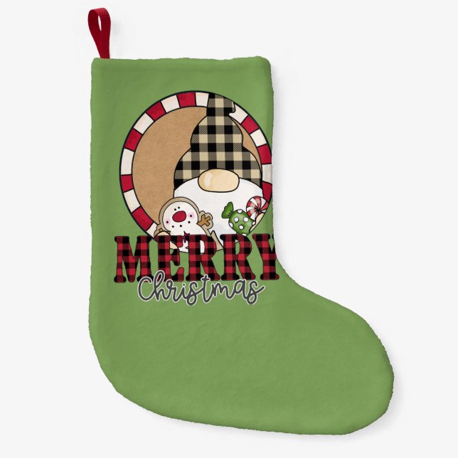 Weihnachtsgnom froh Weihnachtsgrün Kleiner Weihnachtsstrumpf (Vorderseite)