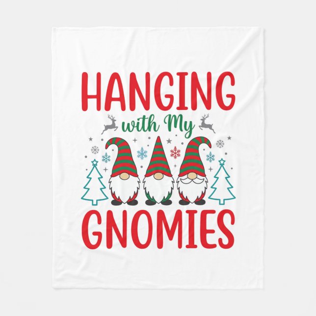 Weihnachtsgnom mit meinen Gnomies Fleecedecke (Vorderseite)