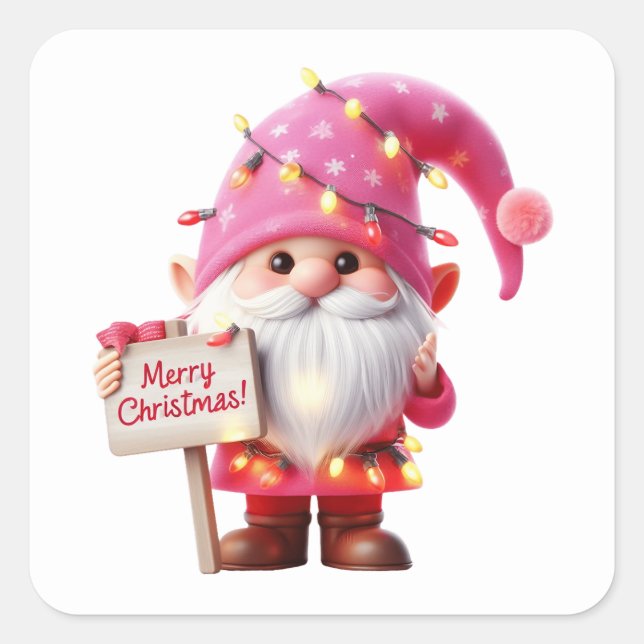 Weihnachtsgnome-Aufkleber Quadratischer Aufkleber (Vorderseite)