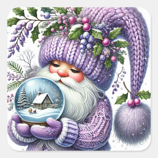 Weihnachtsgnome-Aufkleber Quadratischer Aufkleber (Vorderseite)