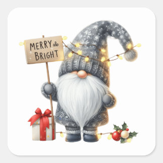 Weihnachtsgnome-Aufkleber Quadratischer Aufkleber