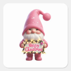 Weihnachtsgnome-Aufkleber Quadratischer Aufkleber