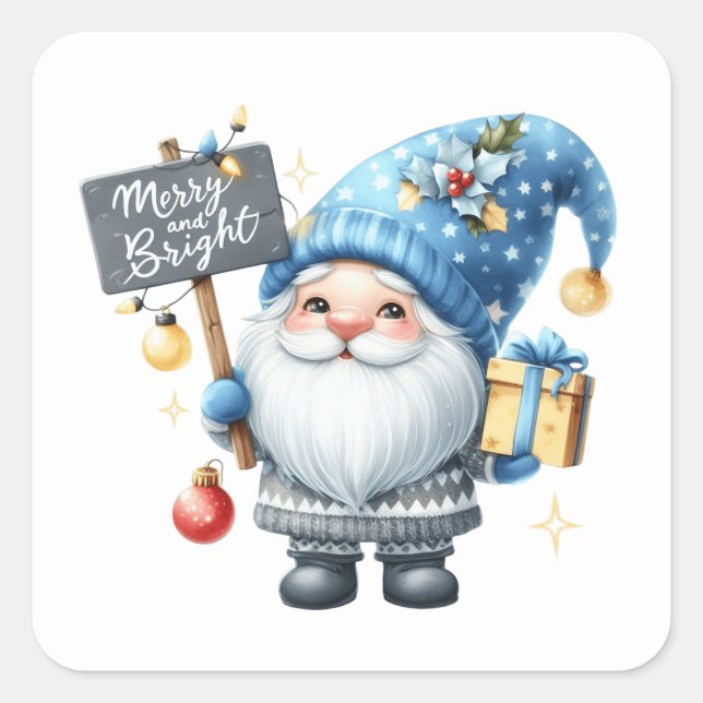 Weihnachtsgnome-Aufkleber Quadratischer Aufkleber (Vorderseite)