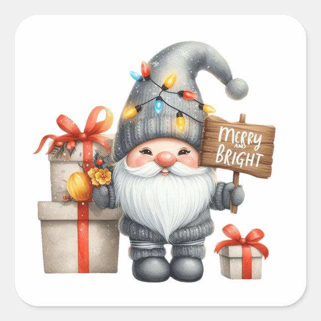 Weihnachtsgnome-Aufkleber Quadratischer Aufkleber (Vorderseite)