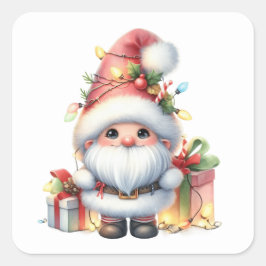 Weihnachtsgnome-Aufkleber Quadratischer Aufkleber
