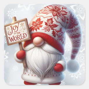 Weihnachtsgnome-Aufkleber Quadratischer Aufkleber