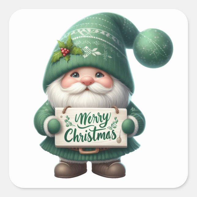 Weihnachtsgnome-Aufkleber Quadratischer Aufkleber (Vorderseite)