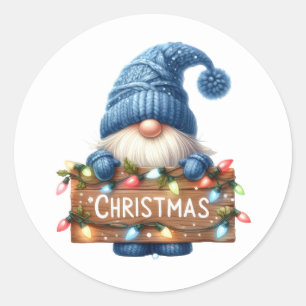 Weihnachtsgnome-Aufkleber Runder Aufkleber