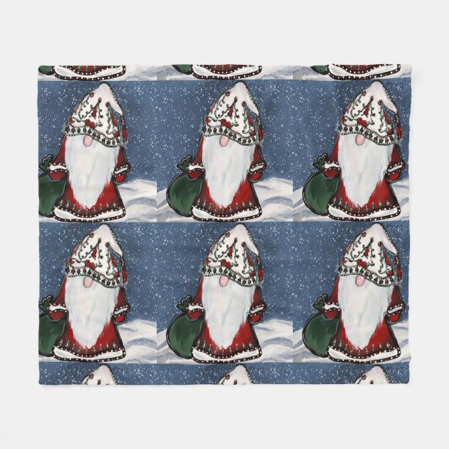 WeihnachtsGNOME Fleecedecke (Vorderseite (Horizontal))