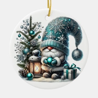 Weihnachtsgnome gemütlich Weihnachtskuschel Keramik Ornament