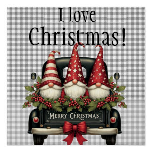 Weihnachtsgnome „Ich liebe Weihnachten“ Poster