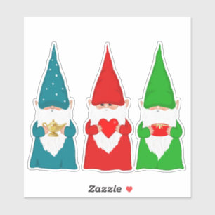 Weihnachtsgnome in Blau, Grün und Rot Aufkleber
