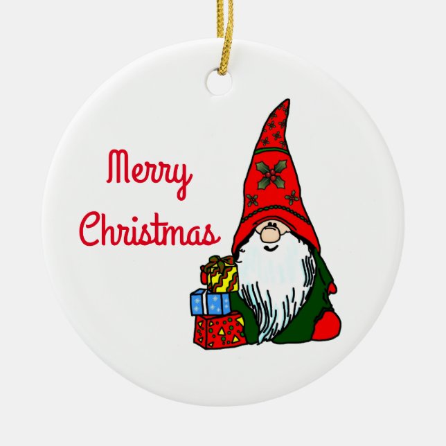 WeihnachtsGnome Keramikornament (Vorne)