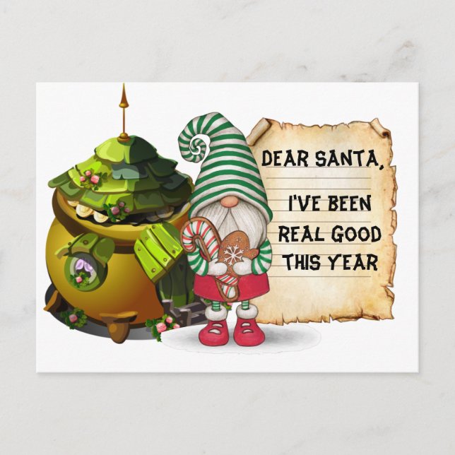 Weihnachtsgnome Postkarte (Vorderseite)