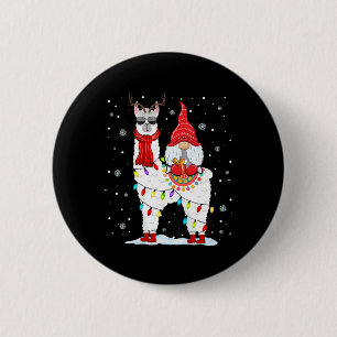 Weihnachtsgnome reiten Llama-Rentiere-Christmas-Li Button