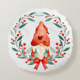 Weihnachtsgnome Rundes Kissen