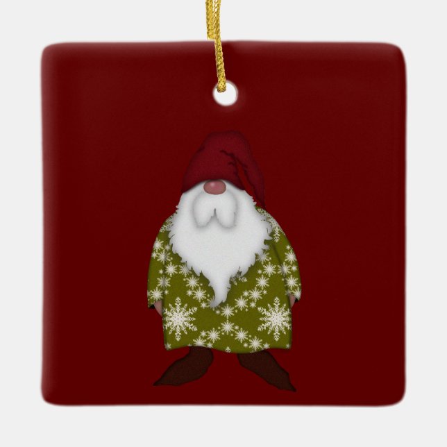 Weihnachtsgnome | Schneeflocken | Geschenk Keramikornament (Vorderseite)