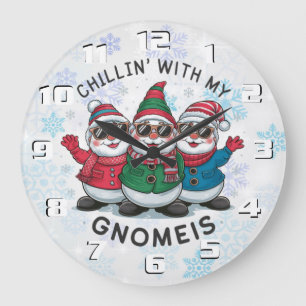 Weihnachtsgnome whimsical Weihnachten Große Wanduhr