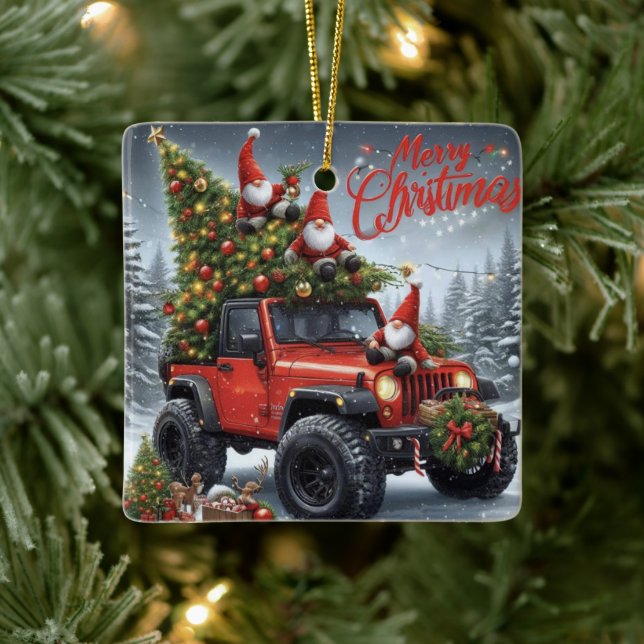 Weihnachtsgnomen außerhalb der Straße Keramikornament (Baum)