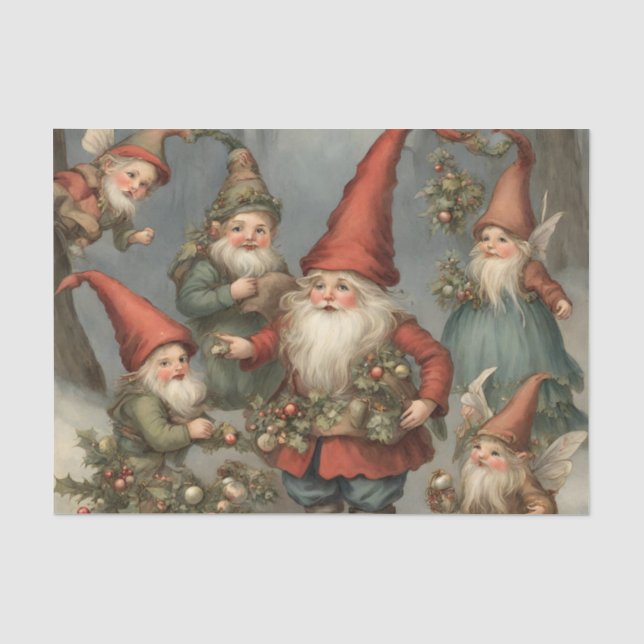 Weihnachtsgnomen der Märchen im Wald Seidenpapier (Vorderseite)