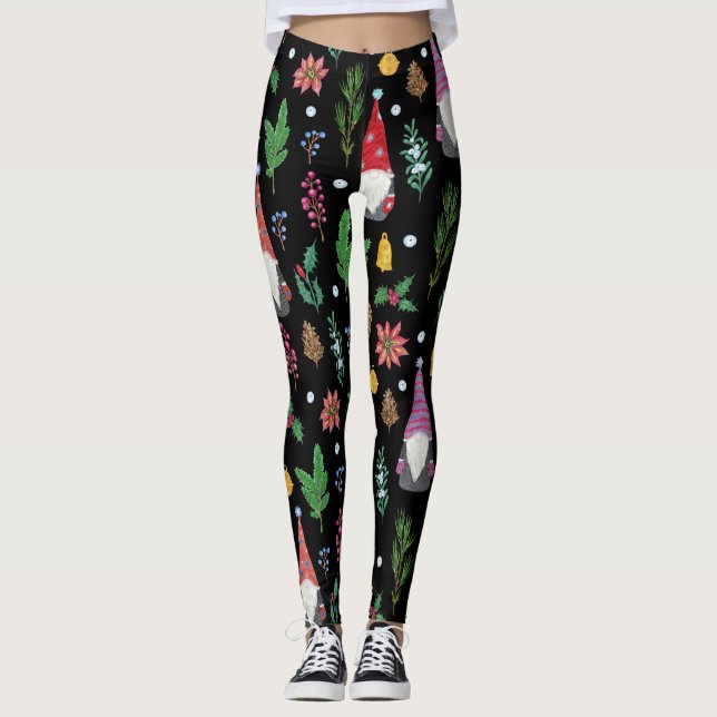 Weihnachtsgnomen: Festes nahtloses Muster Leggings (Vorderseite)
