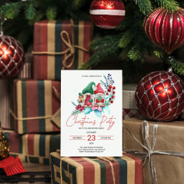 Weihnachtsgnomen & Poinsettia Einladung