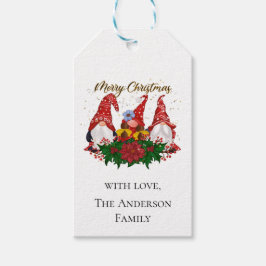 Weihnachtsgnomen Rot Grün Feierliche Trendy Geschenkanhänger