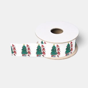 Weihnachtsgnomen und Weihnachtsbaumen Ripsband