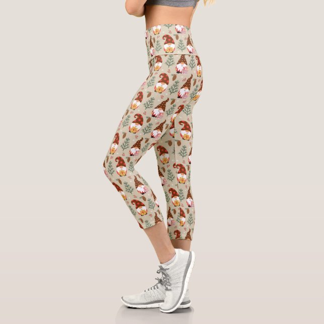 Weihnachtsgnomes Geschenkmuster Capri Leggings (Links)