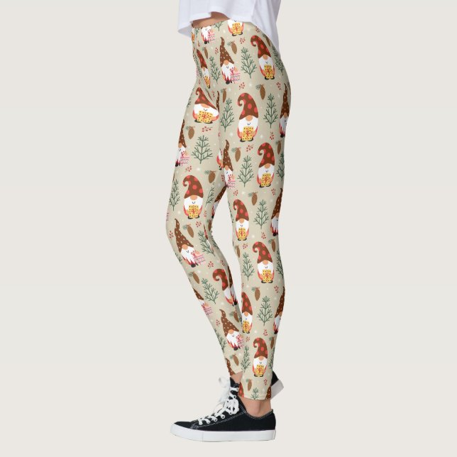 Weihnachtsgnomes Geschenkmuster Leggings (Links)