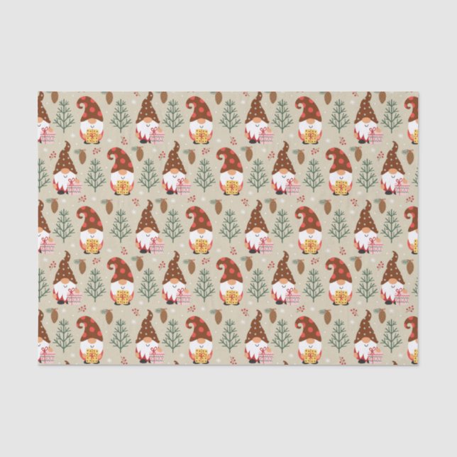 Weihnachtsgnomes Geschenkmuster Seidenpapier (Vorderseite)