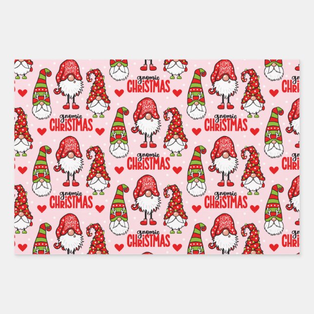 Weihnachtsgnomes Geschenkpapier Set (Vorderseite)