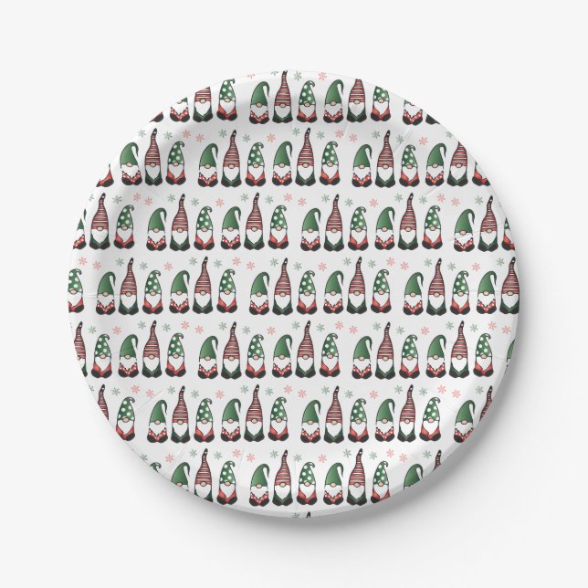 Weihnachtsgnomes Muster Pappteller (Vorderseite)