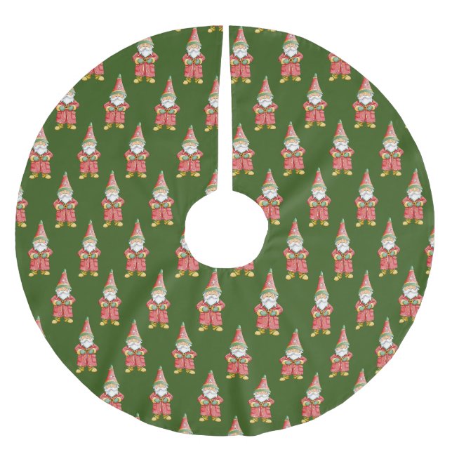 Weihnachtsgnomes Muster Polyester Weihnachtsbaumdecke (Vorderseite)
