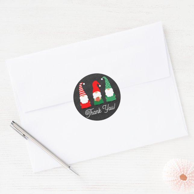 Weihnachtsgnomes Niedlicher Urlaub Danke Runder Aufkleber (Umschlag)