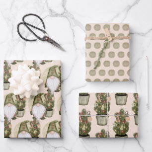Weihnachtsgnomes Nordic Skandinavier Grüner Tan Geschenkpapier Set