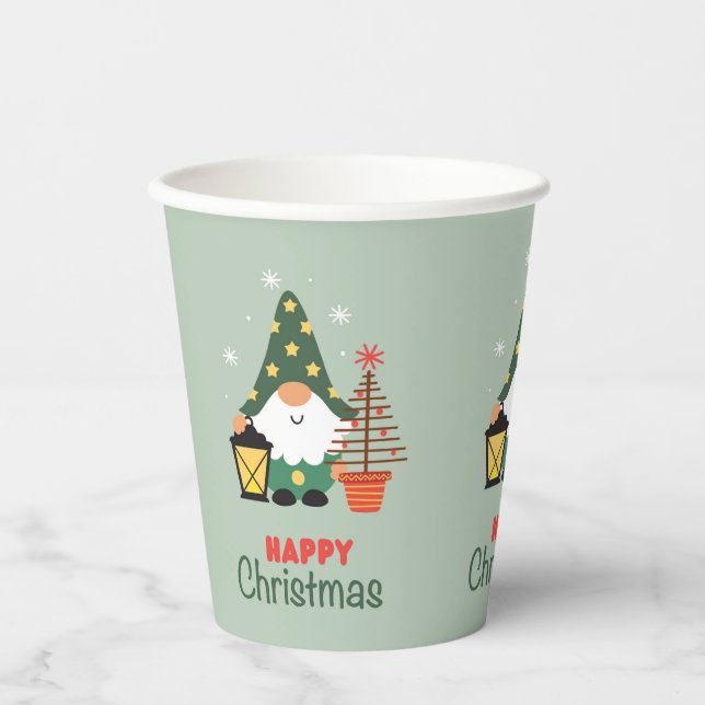 Weihnachtsgnomes Pappbecher (Vorderseite)