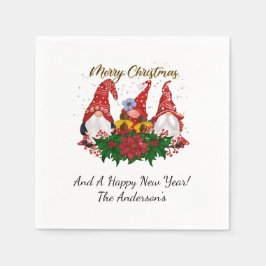 Weihnachtsgnomes Poinsettia Whimsical Woodland Serviette