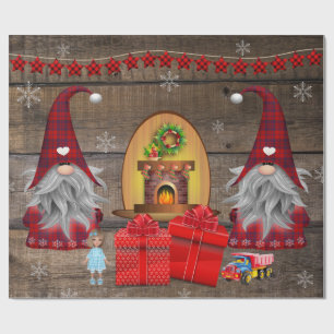 Weihnachtsgnomes präsentiert Rustikales Holz Wrapp Geschenkpapier