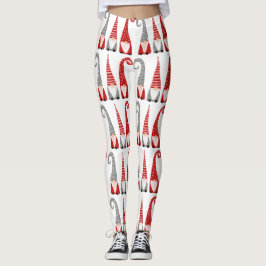 Weihnachtsgnomes Red Gray Holiday Pattern Leggings