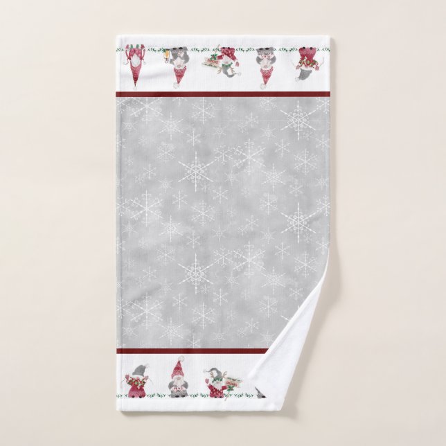 Weihnachtsgnomes Skandinavien Hygge Red Gray Handtuch (Handtuch)