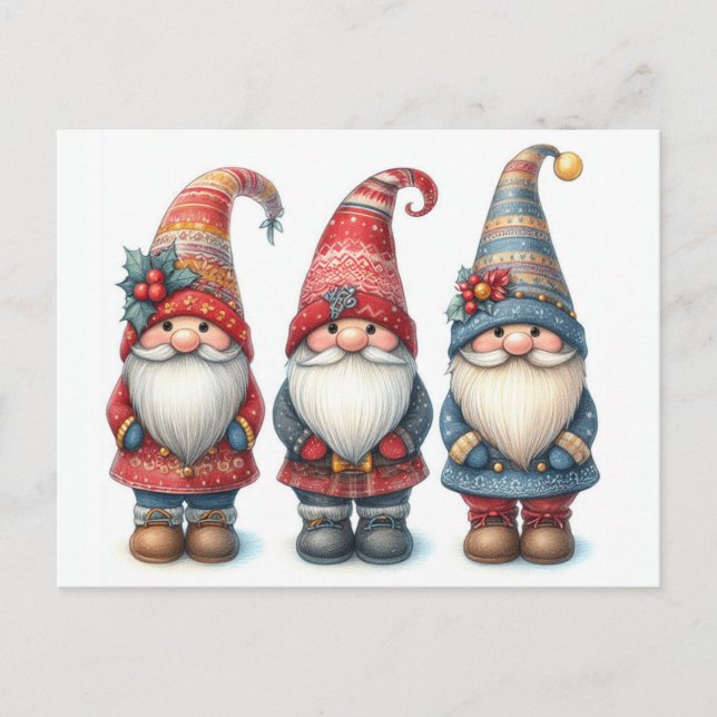 Weihnachtsgnomes Trio Postcard Postkarte (Vorderseite)